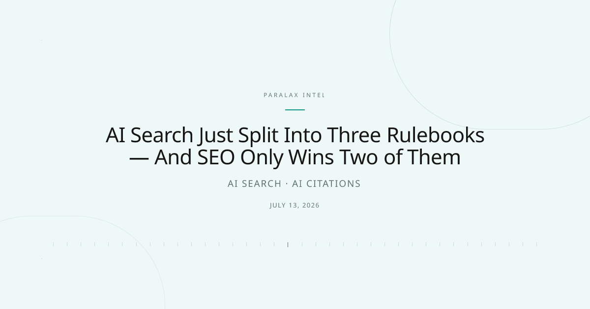 AI Search Just Split Into Three Rulebooks — And SEO Only Wins Two of Them — Paralax intelligence image