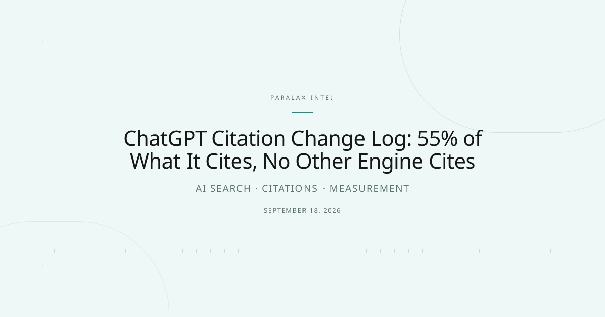 ChatGPT Citation Change Log: 55% of What It Cites, No Other Engine Cites — Paralax intelligence image