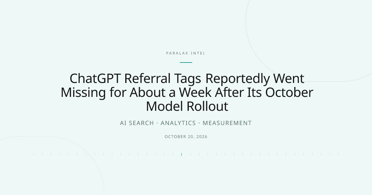 ChatGPT Referral Tags Reportedly Went Missing for About a Week After Its October Model Rollout — Paralax intelligence image