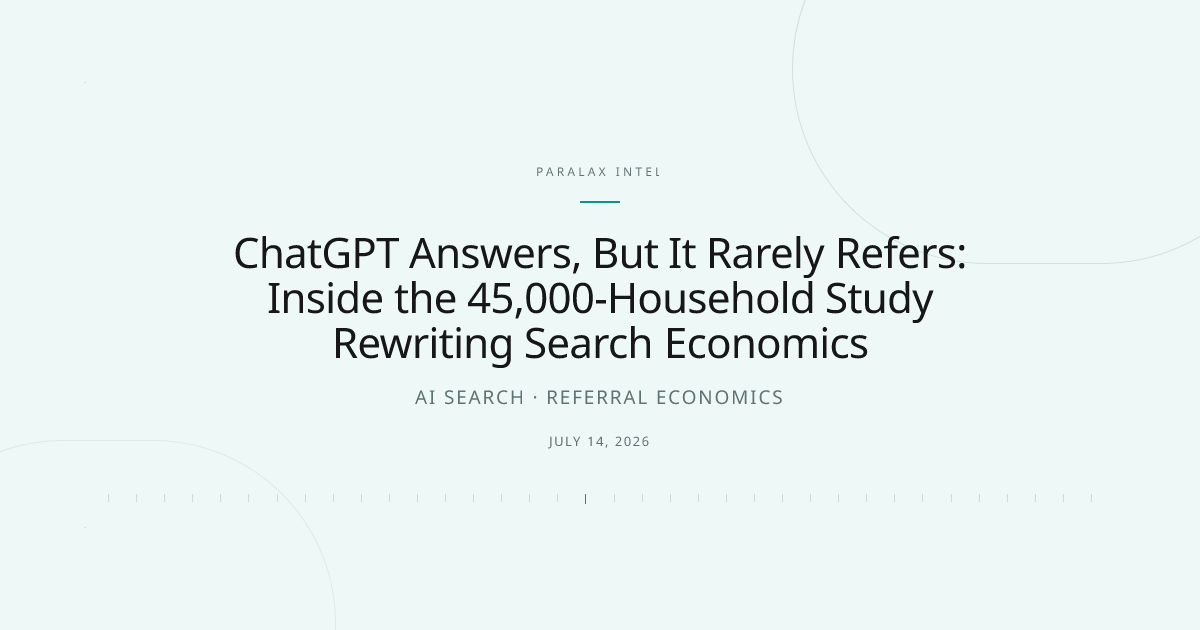 ChatGPT Answers, But It Rarely Refers: Inside the 45,000-Household Study Rewriting Search Economics — Paralax intelligence image