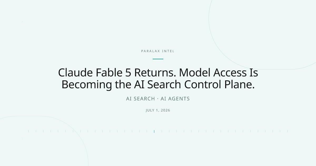 Claude Fable 5 Returns. Model Access Is Becoming the AI Search Control Plane. — Paralax intelligence image