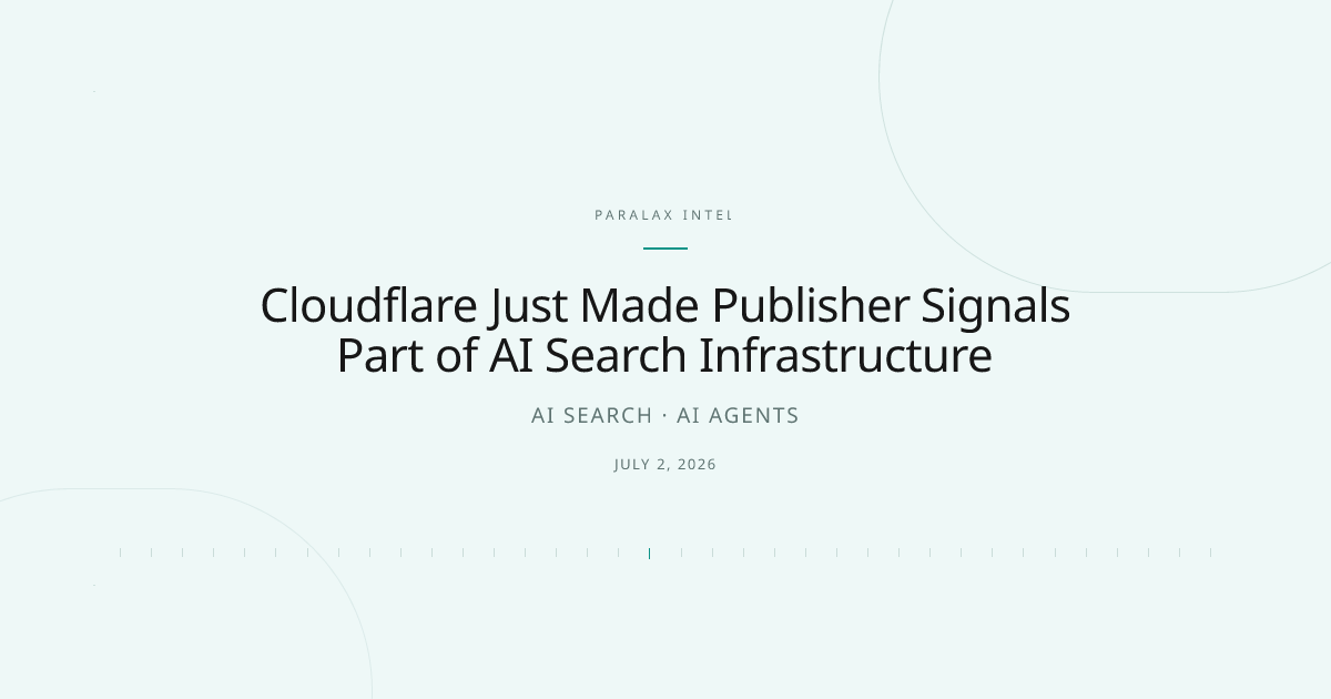 Cloudflare Just Made Publisher Signals Part of AI Search Infrastructure — Paralax intelligence image
