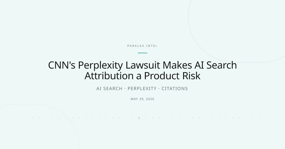 CNN's Perplexity Lawsuit Makes AI Search Attribution a Product Risk — Paralax intelligence image