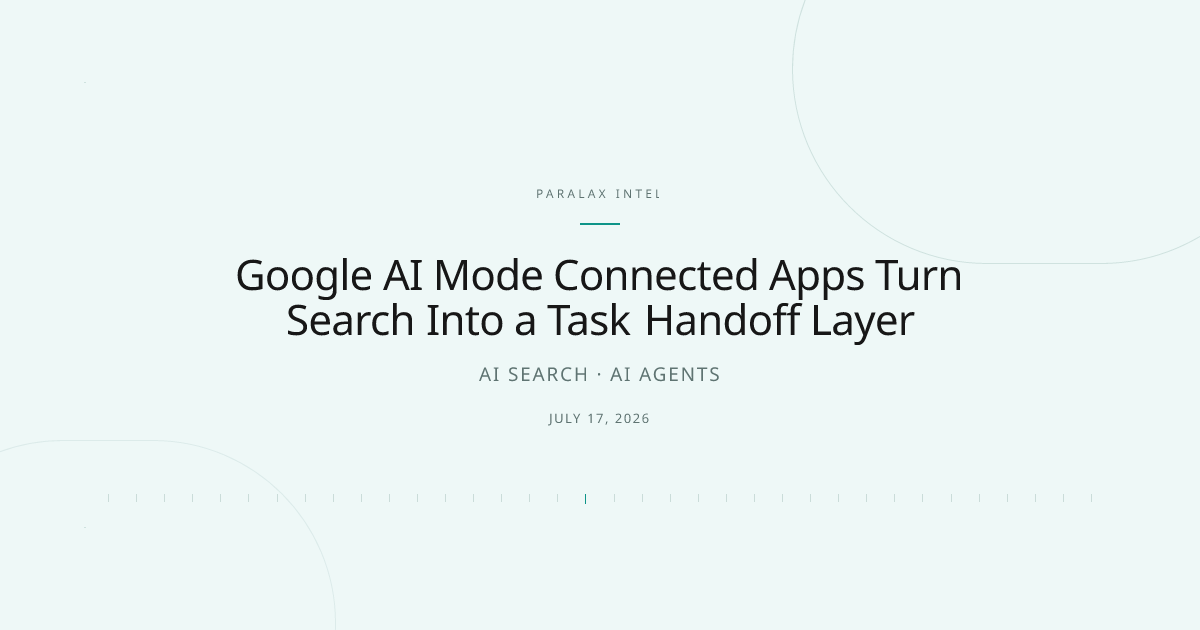 Google AI Mode Connected Apps Turn Search Into a Task Handoff Layer — Paralax intelligence image