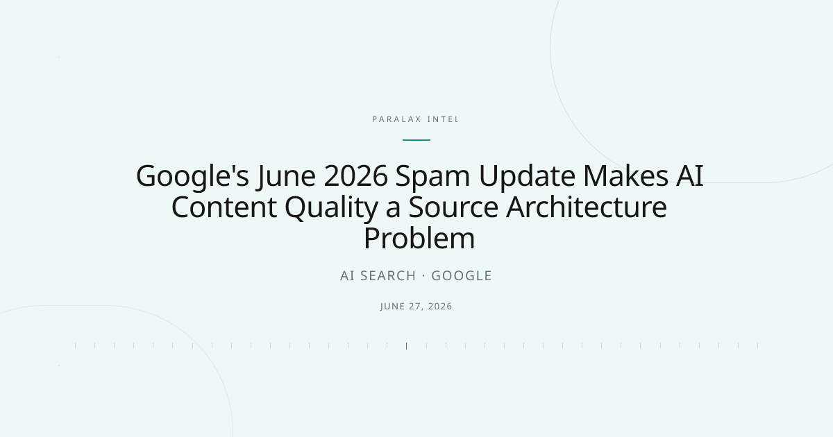 Google's June 2026 Spam Update Makes AI Content Quality a Source Architecture Problem — Paralax intelligence image