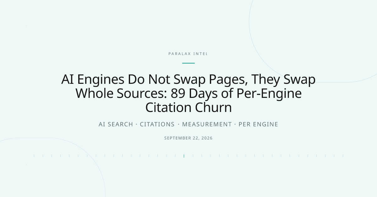 AI Engines Do Not Swap Pages, They Swap Whole Sources: 89 Days of Per-Engine Citation Churn — Paralax intelligence image